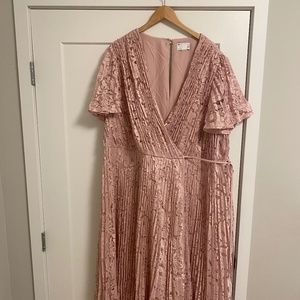 ASOS Design Curve Lace Pleated Mini Dress